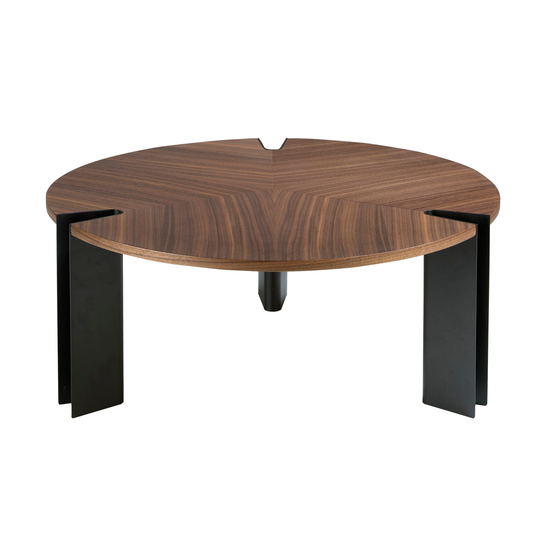 COUCHTISCH Furnier Walnuss und Schwarz Ø90 / 36 cm - Nussbaumfarben/Schwarz, Holz (90/90/36cm) - ANGEL CERDA