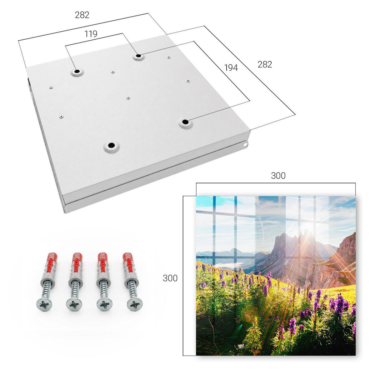 SCHLÜSSELBOX Weiß 30x30 cm – Türöffnung nach rechts - Bergidylle - Grün, Metall (30/30/5cm) - TULUP