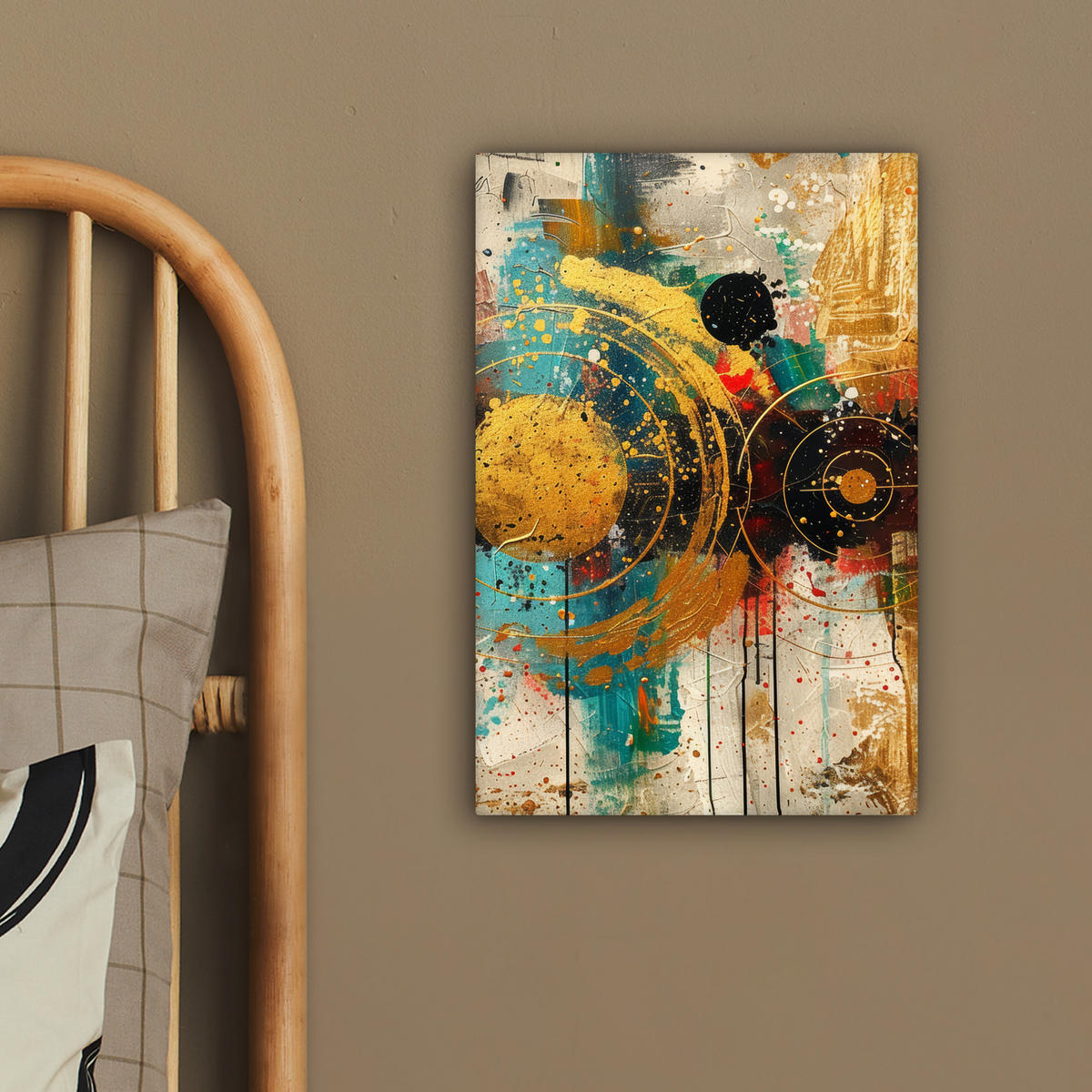 LEINWANDBILD - Abstrakt - Kunst - Gold - Modern - 20x30 - Bilder - Multicolor, Textil (20/30cm) - MuchoWow