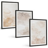 BILDER SET 3er Set - 40x60 cm Schwarzer Rahmen - Aquarell-Pastellblätter - Schwarz, Kunststoff (40/60cm) - TULUP