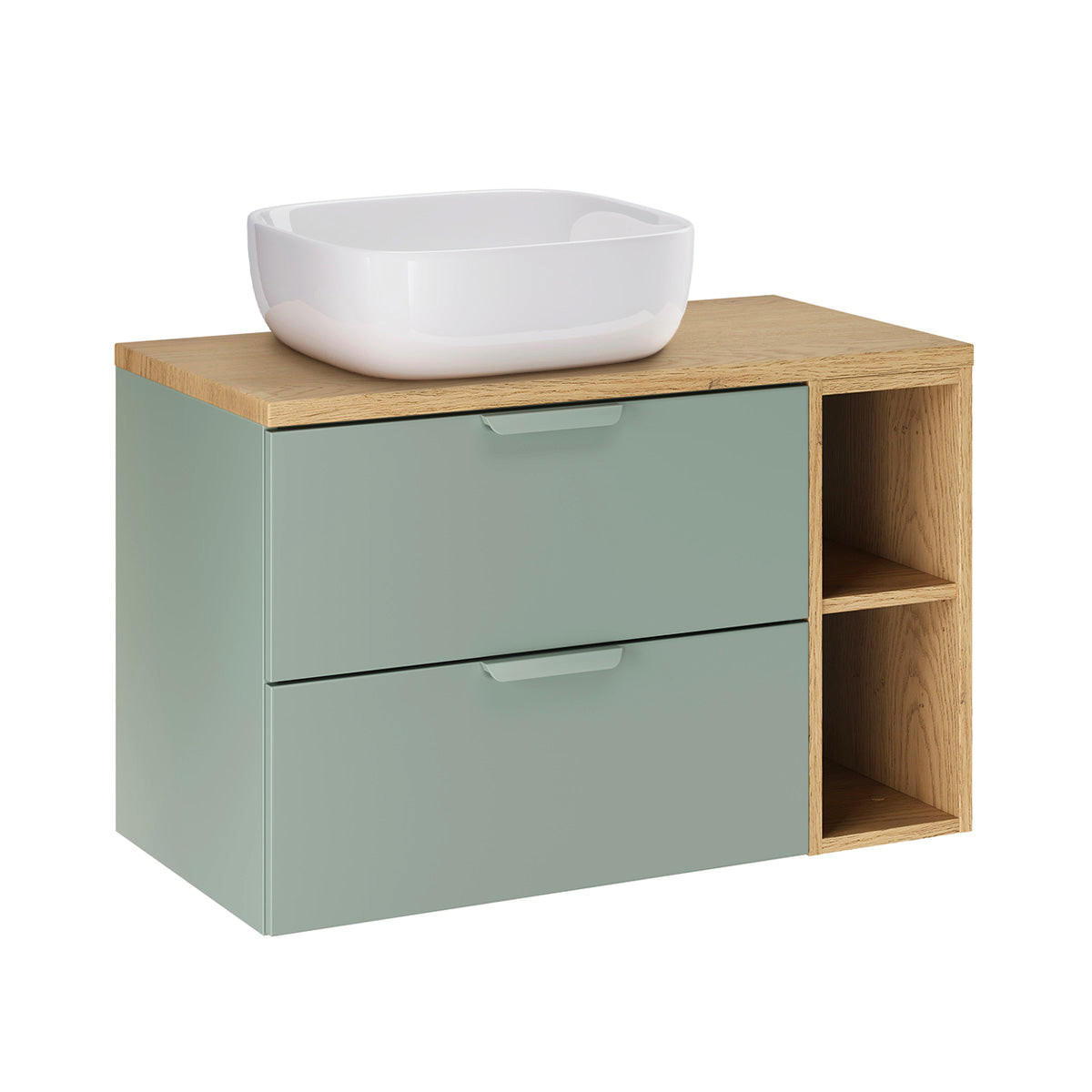 BADMÖBEL 80.6cm Oria 2er-Set Grün - Grün, Holzwerkstoff (80.6/50/46.5cm) - Petits-meubles