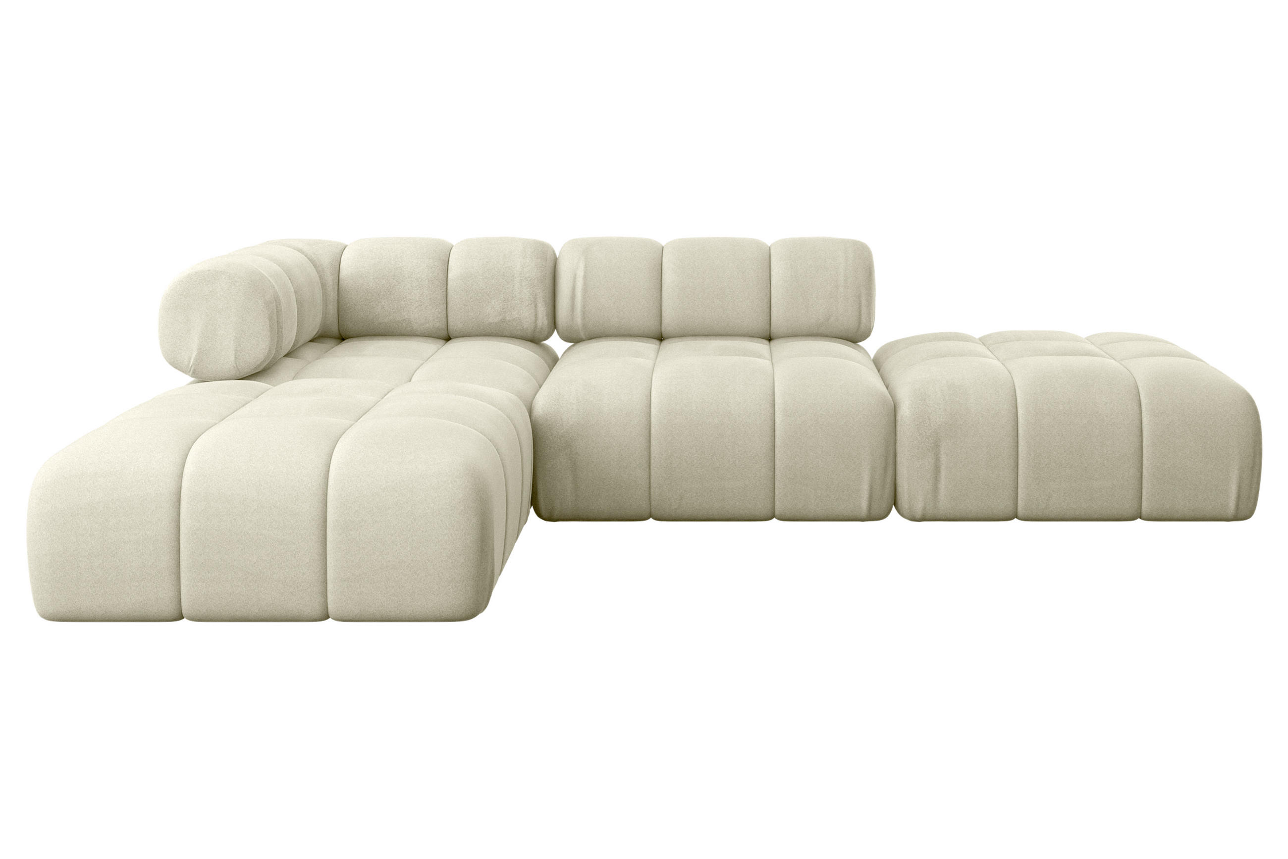 ECKSOFA modulares Sofa Kerru-L1 - 285x190x70 cm Beige Velours - Beige, Holzwerkstoff/Textil (285/190cm) - ALTDECOR