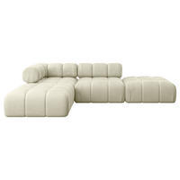 ECKSOFA modulares Sofa Kerru-L1 - 285x190x70 cm Beige Velours - Beige, Holzwerkstoff/Textil (285/190cm) - ALTDECOR