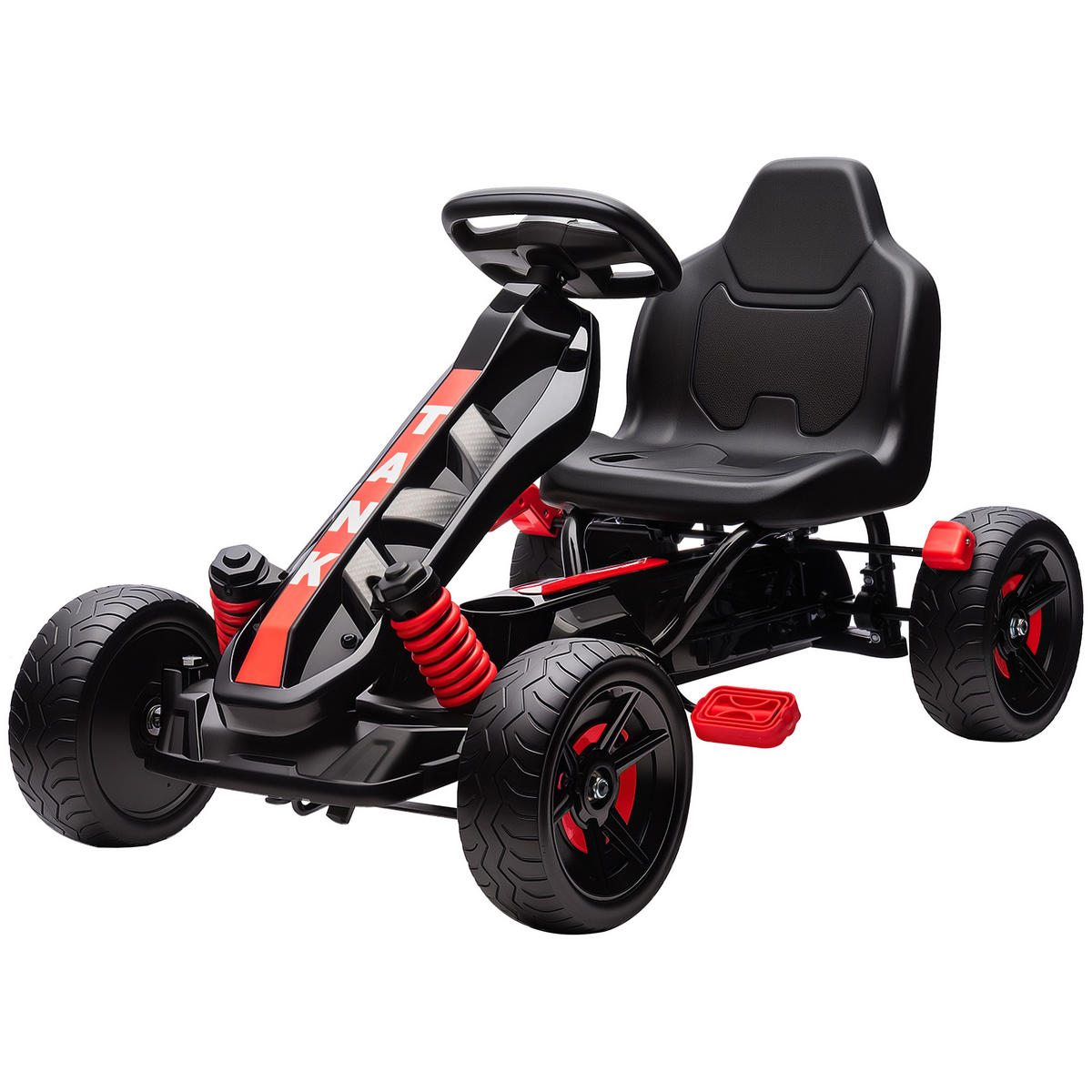 GO-KART DE-06158 Mit pedalen, Tretauto mit Bremse und rutschfesten Rädern Rot - Rot, Kunststoff/Metall (100/59/60.5cm) - ComfortXL