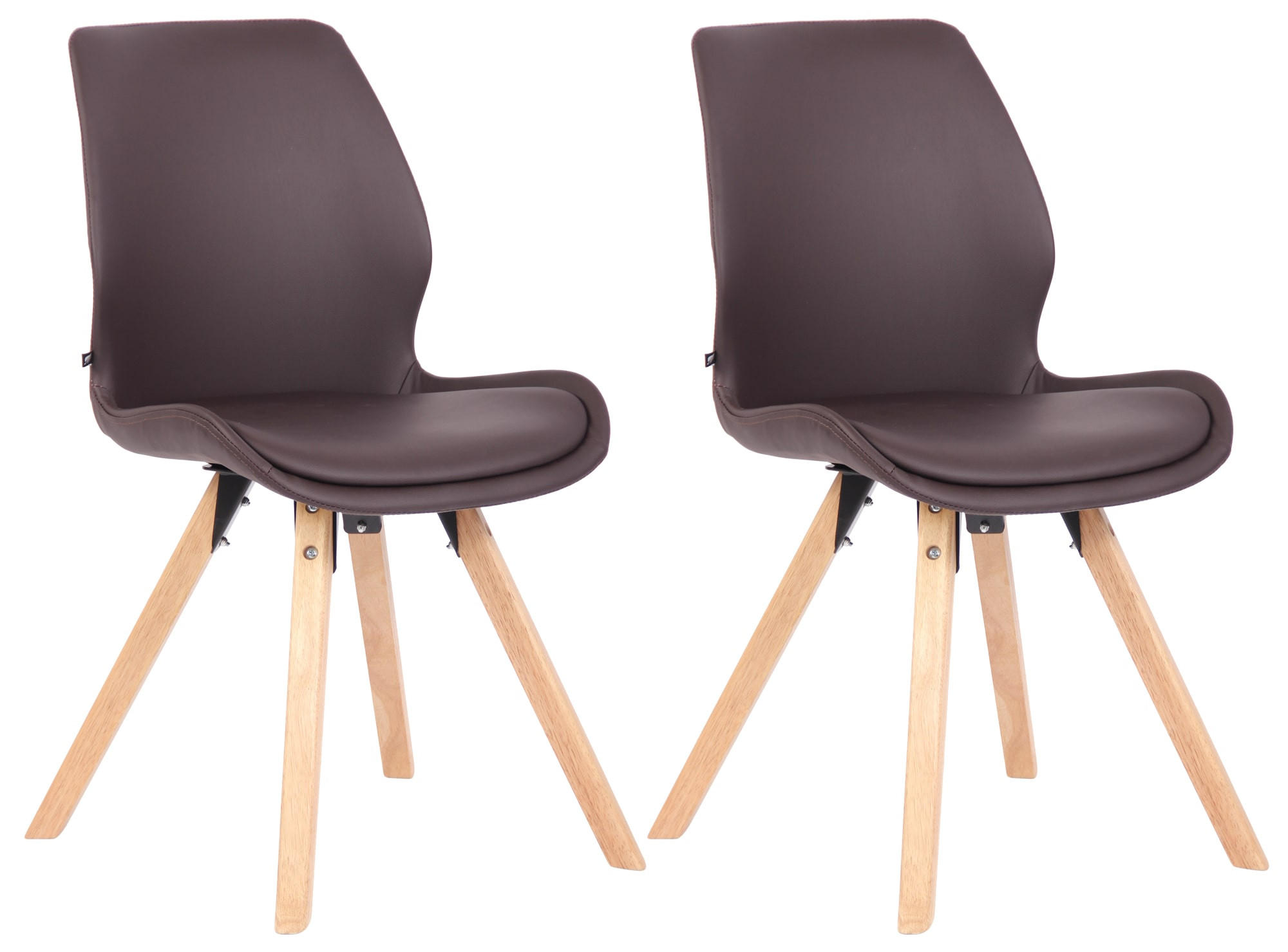 STUHL 2er Set Lederlook braun - Eukalyptusholzfarben/Braun, Holz/Textil (49/87.5/58cm) - CLP