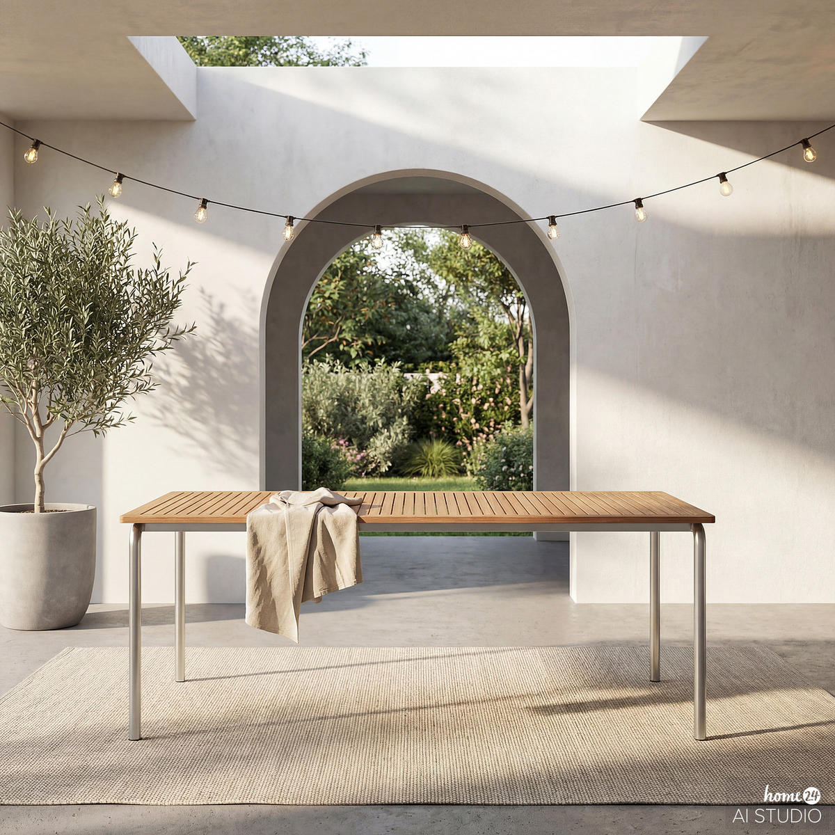 GARTENTISCH - Teak massiv / Edelstahl - Braun - Teakfarben, Holz/Metall (90/180/73cm) - home24