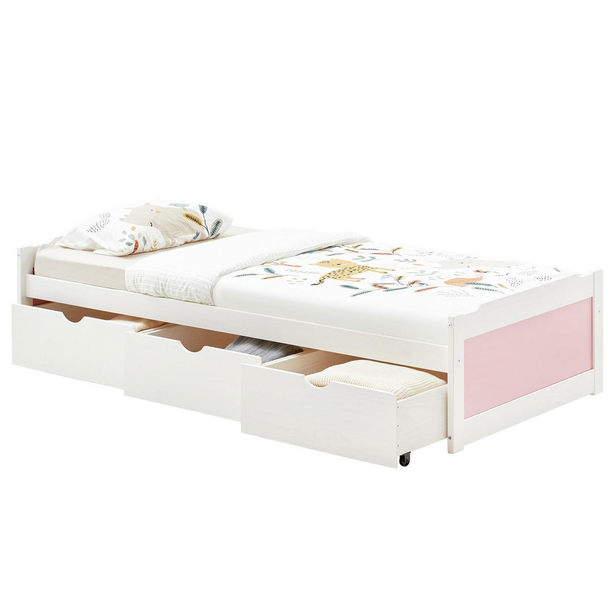 BETT MIA 90X200 CM - Weiß/Rosa, Holz (99/49/205cm) - IDIMEX