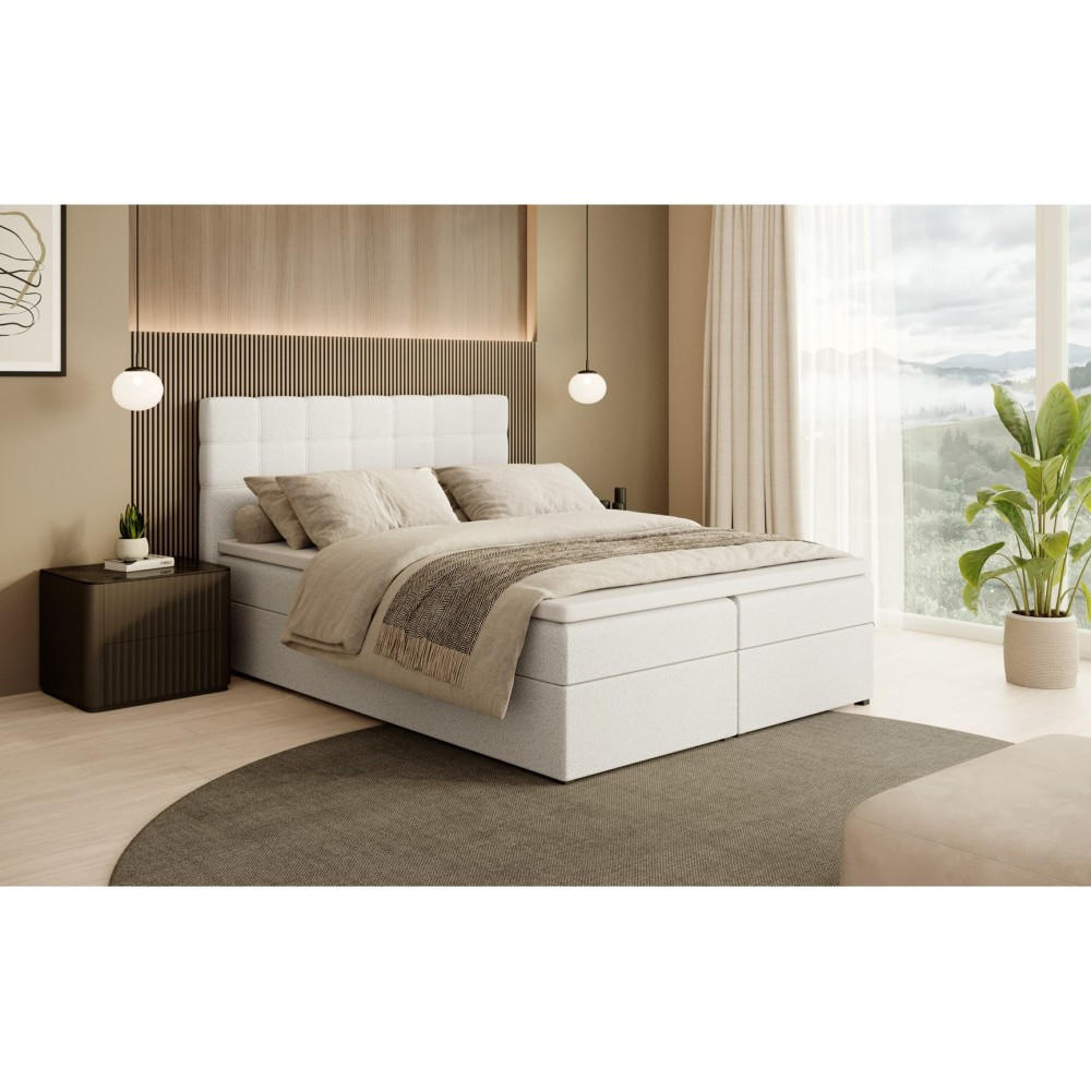 POLSTERBETT Topiq I 144/203/103 dunkelbeige, Bouclé-Stoff - Beige, Holzwerkstoff (140/200cm) - Beautysofa