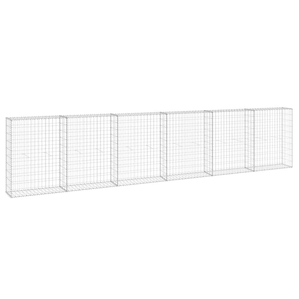 GARTENZAUN, Gabionenkorb mit Abdeckung, 300/30/100 cm, aus Verzinkter Stahl - Silberfarben, Metall (30/100cm) - vidaXL