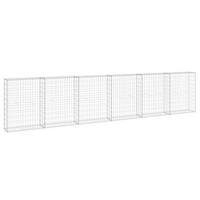 GARTENZAUN, Gabionenkorb mit Abdeckung, 300/30/100 cm, aus Verzinkter Stahl - Silberfarben, Metall (30/100cm) - vidaXL