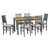 ESSZIMMER SET Nilo 7 grau / beige 140 / 80 / 93cm - Beige/Grau, Holz/Holzwerkstoff (140/93/80cm) - Feldmann-Wohnen
