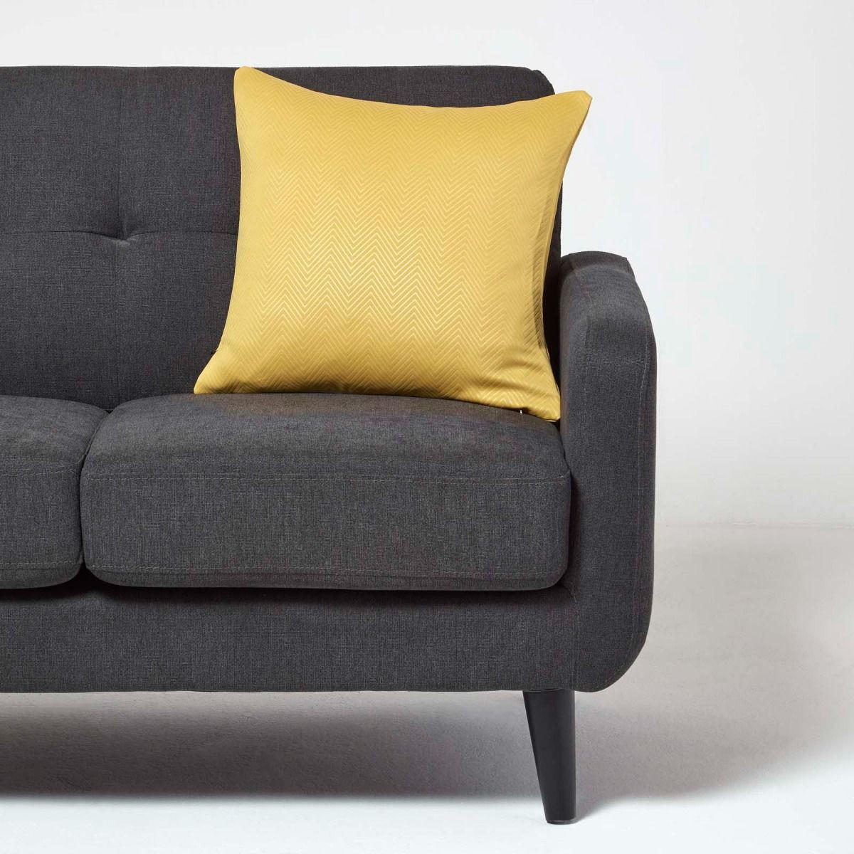 KISSENHÜLLE Fischgrät-Muster 45/45 cm - Dunkelgelb, Textil (45/45cm) - Homescapes