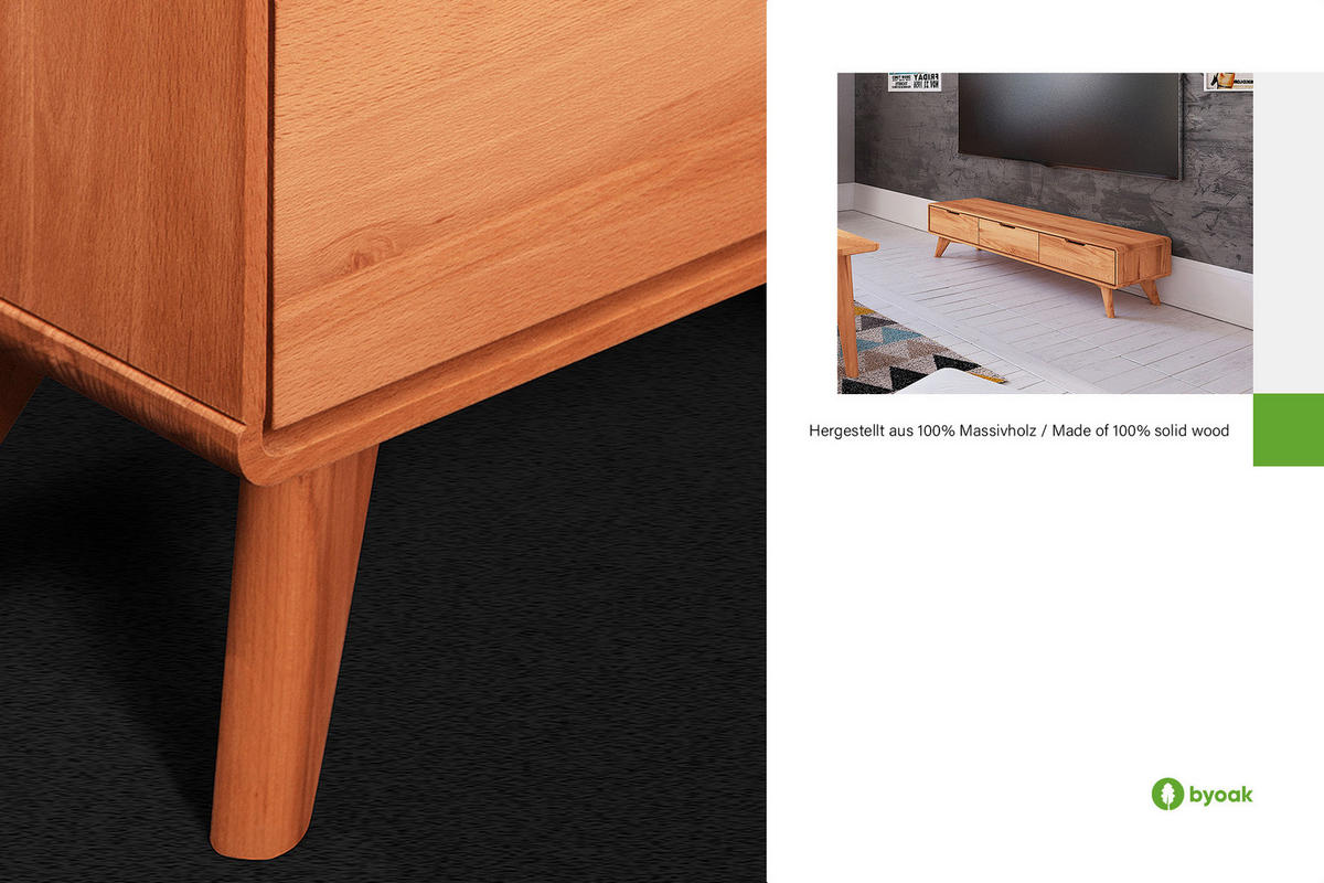 GREG TV-SCHRANK Kernbuche - Kernbuche, Holz (134/33/40cm) - byoak