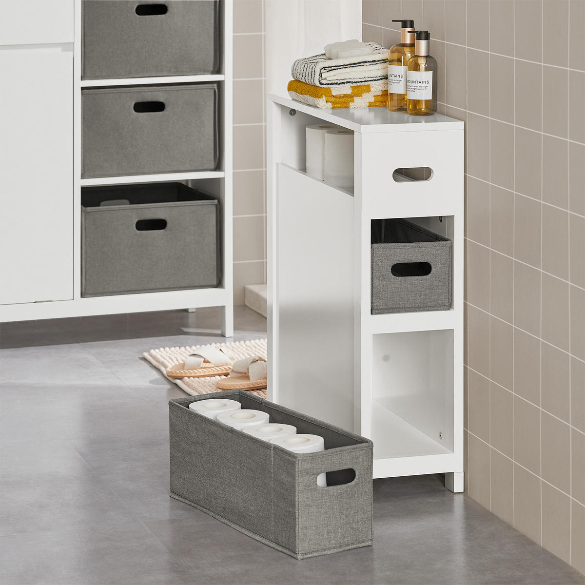 WÄSCHESCHRANK Weiß - Weiß, Holzwerkstoff (20/70/60cm) - SoBuy