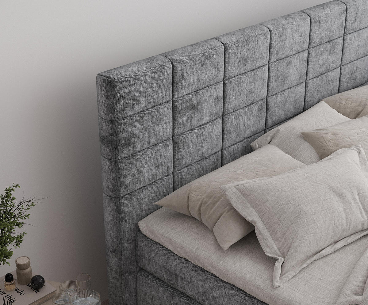 BOXSPRINGBETT Ava Grau 200/200 cm - Schwarz/Grau, Holz/Holzwerkstoff (200/200cm) - Maison de Reve