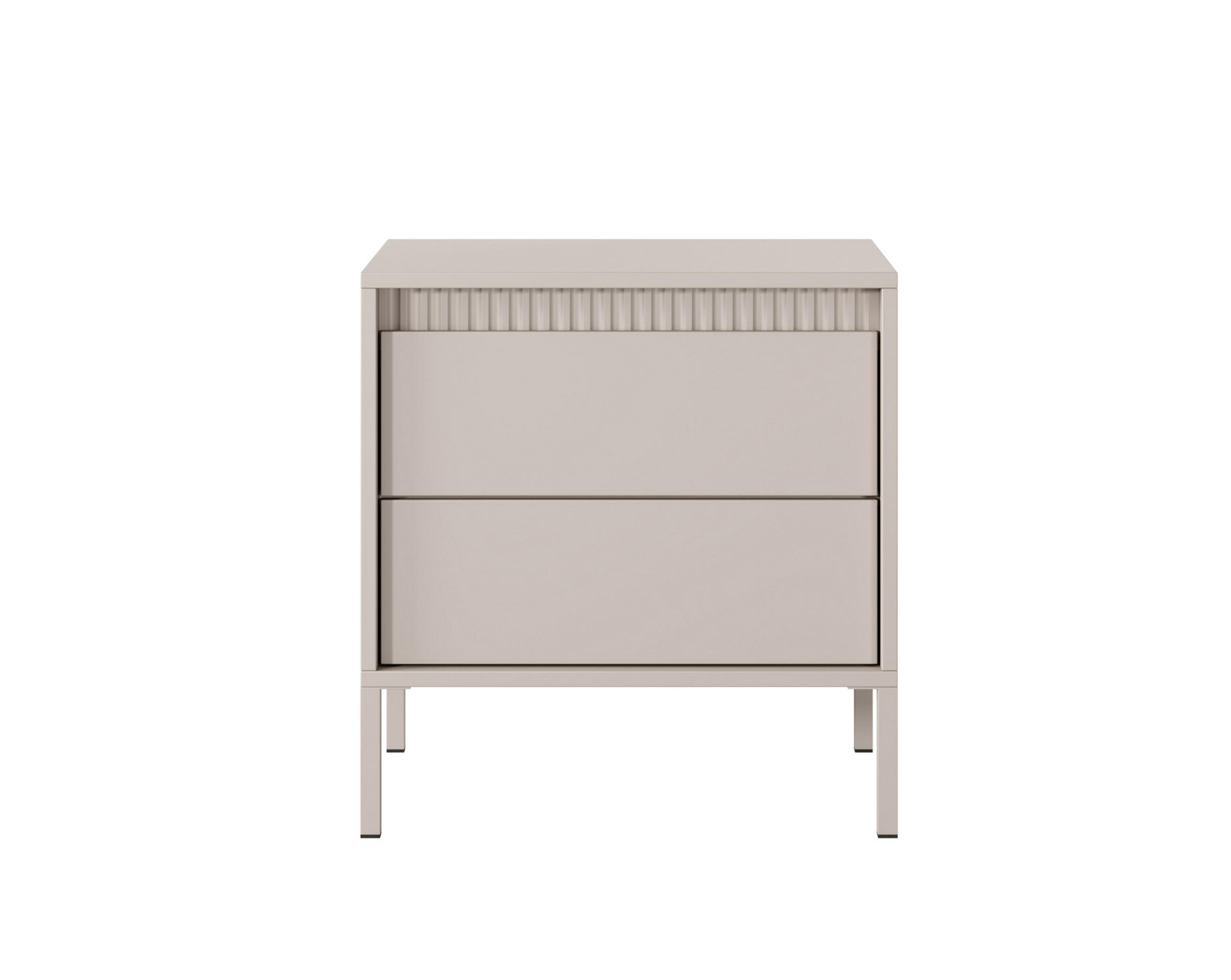 NACHTTISCH SENSO Nachtschrank mit Push-to-Open, Grifflos, 1 Schublade, Metallbeinen, 53,5×56,2×39,5 cm – Beige - Beige/Creme, Holz/Holzwerkstoff (54/56/40cm) - DomoHome