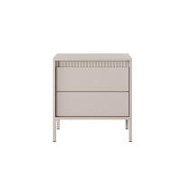 NACHTTISCH SENSO Nachtschrank mit Push-to-Open, Grifflos, 1 Schublade, Metallbeinen, 53,5×56,2×39,5 cm – Beige - Beige/Creme, Holz/Holzwerkstoff (54/56/40cm) - DomoHome
