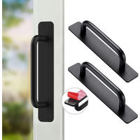 MÖBELGRIFF 2er-Set Klebegriffe Aluminium - Schwarz, Metall (2.5/36.5/14.8cm)