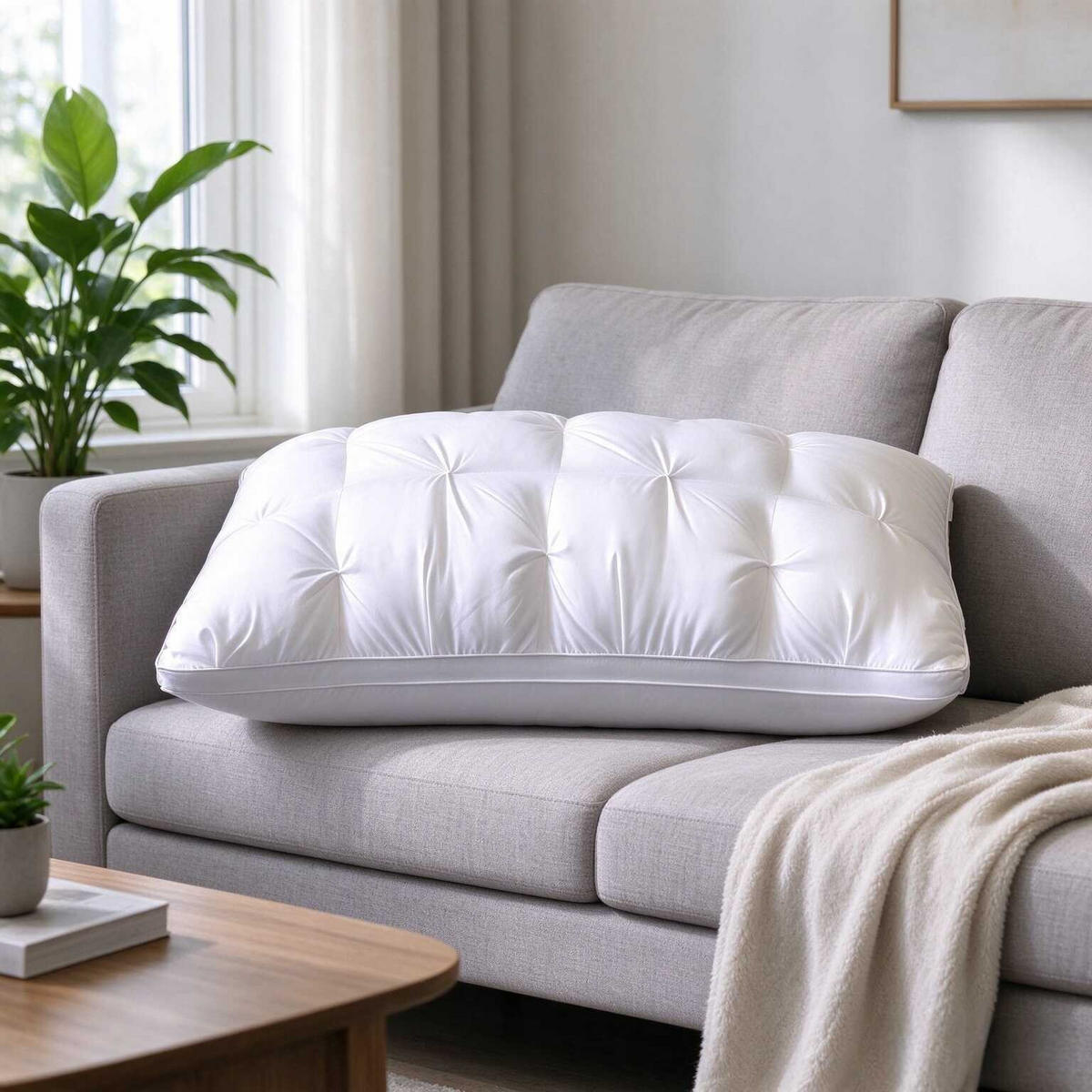 KISSEN – Hohes Kissen – 48 x 74 cm – Weiß - Weiß, Textil (74/48cm)
