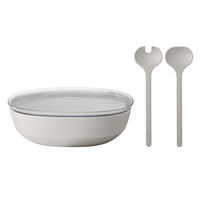 SERVIERSCHALE MIT DECKEL & SALATBESTECK Silueta Nordic White 4000 ml - Weiß, Kunststoff (30.1cm) - Mepal