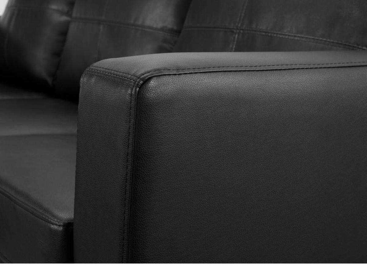 ECKSOFA - Kunstleder - Schwarz - ACKLEY - Schwarz, Leder (133/196cm) - Vente-Unique