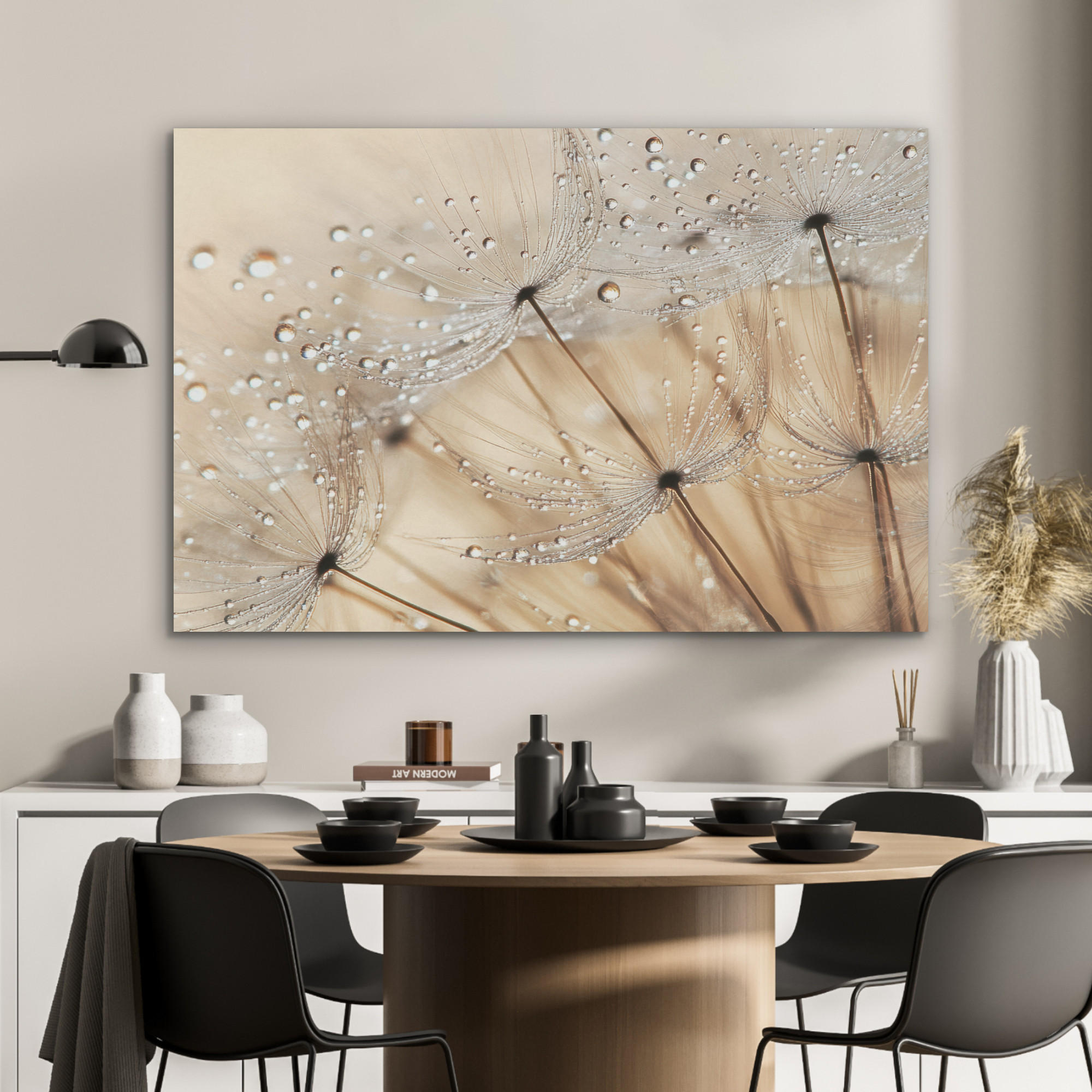 AKUSTIKPANEEL Löwenzahn - Abstrakt - Natur - Beige 100x70 cm - Braun, Textil (100/0.9/70cm) - MuchoWow