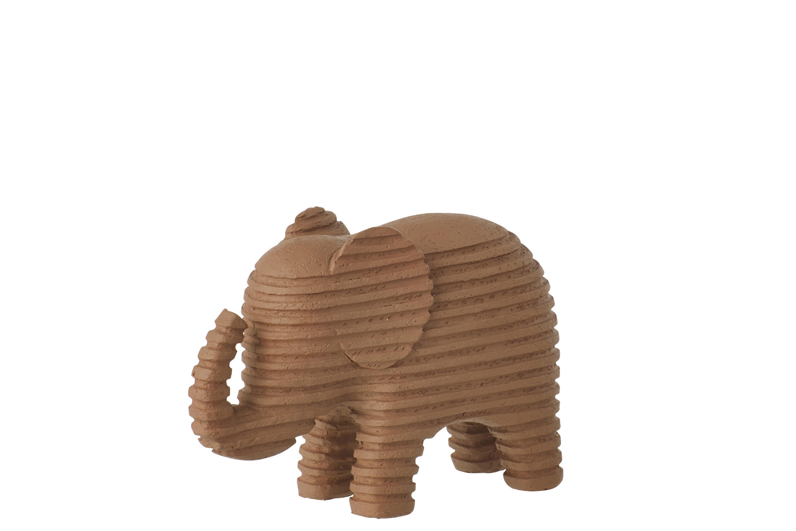 DEKOOBJEKT ELEFANT GESTREIFT Braun - Braun, Glas/Naturmaterialien (6/10.5/15.5cm) - J-Line