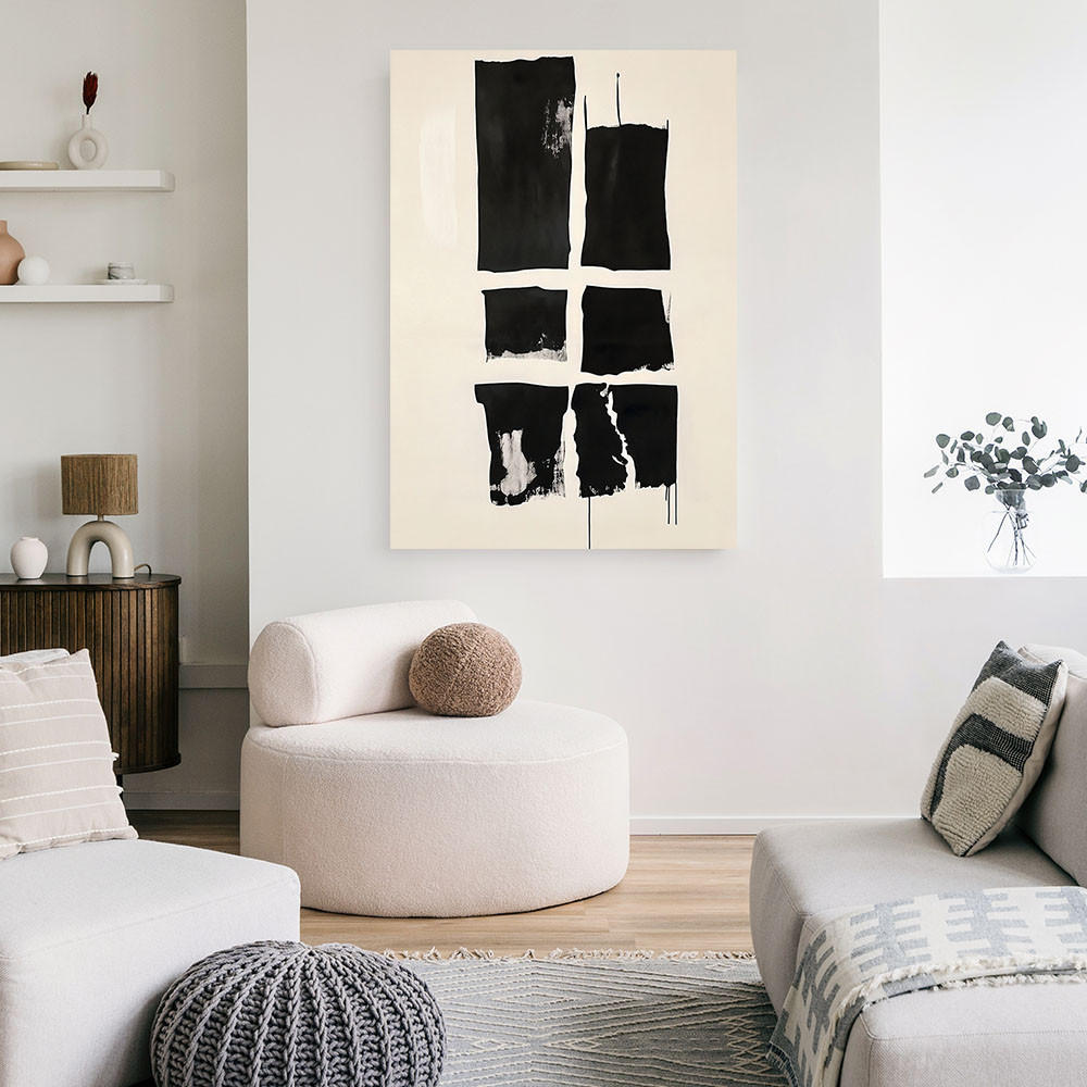 LEINWANDBILD Geometrische Formen Minimalismus 80x120cm - Beige, Textil (80/120cm) - Feeby