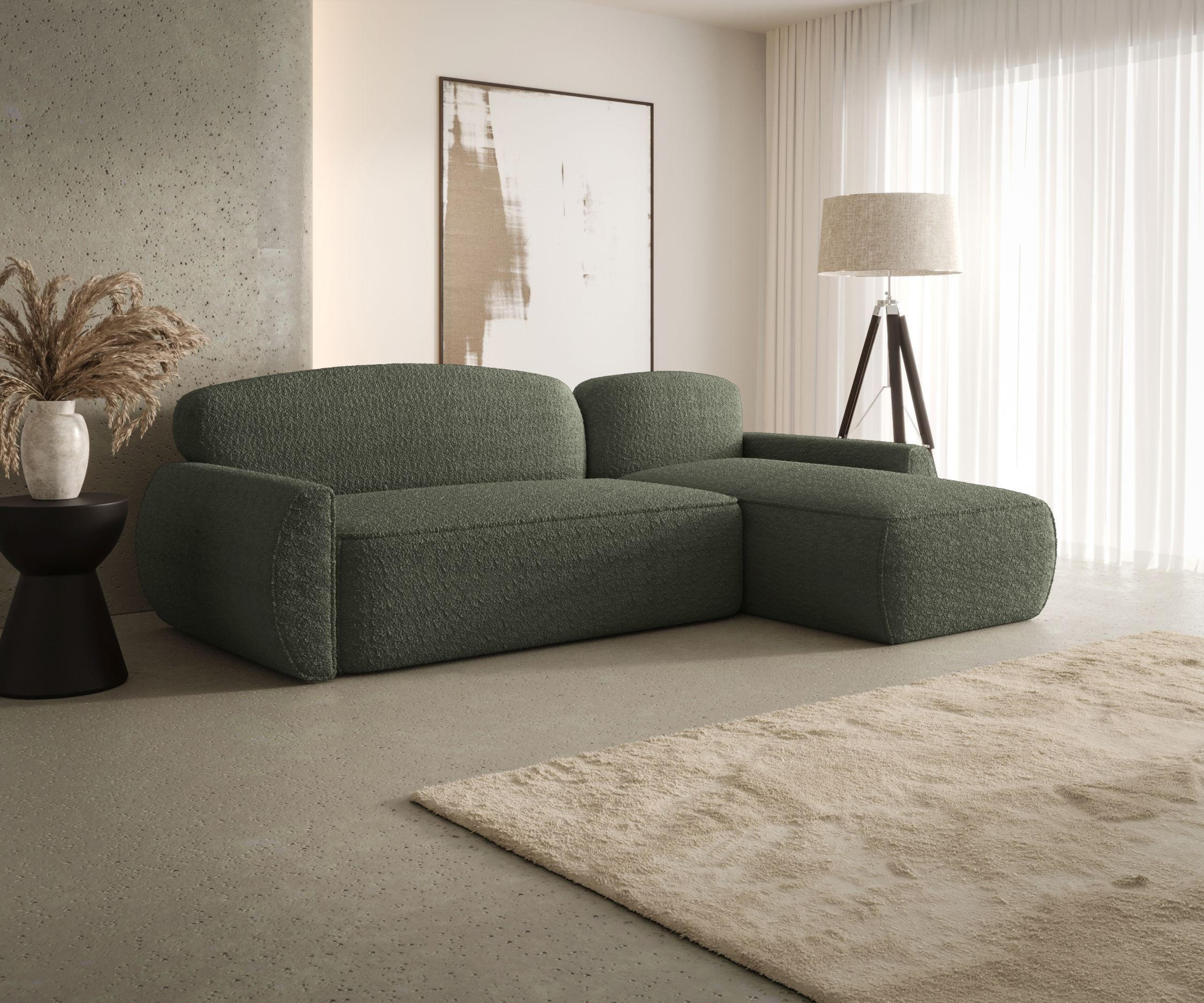 ECKSOFA mit Schlaffunktion LUCAS Quelle 37 Rechts - Dunkelgrün, Textil (145/240cm) - Bedante