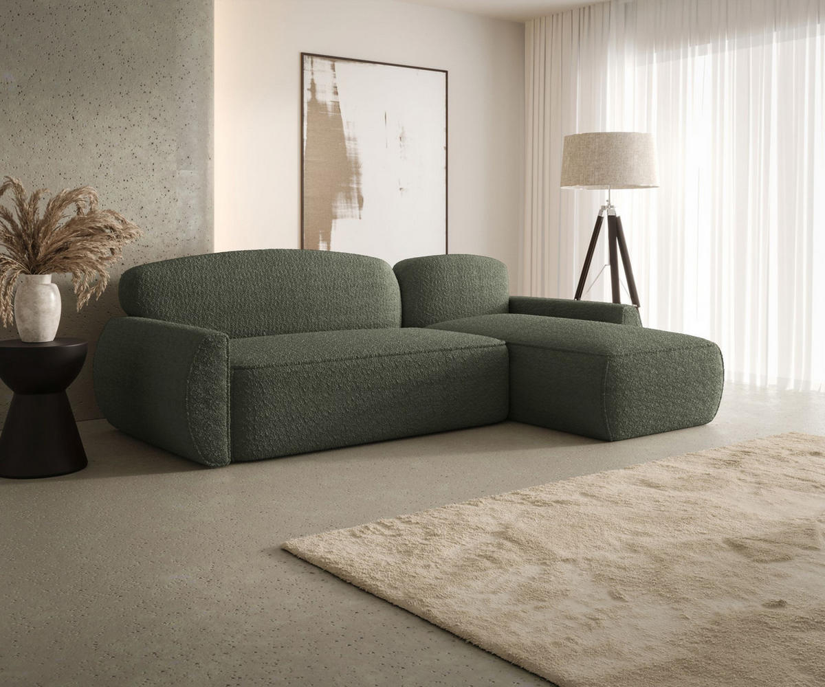 ECKSOFA mit Schlaffunktion LUCAS Quelle 37 Rechts - Dunkelgrün, Textil (240/145cm) - Bedante