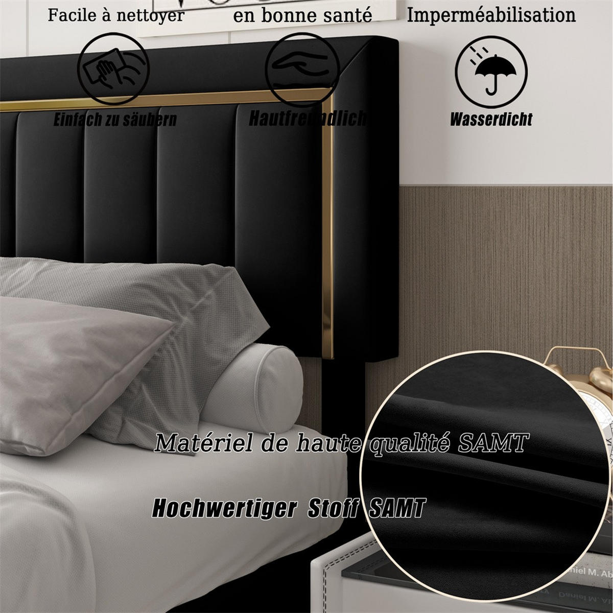 POLSTERBETT 160x200 cm mit vertikal gestepptem Kopfteil und hydraulischem Bettkasten - ohne Matratze - Schwarz - Schwarz, Textil (160/200cm) - DELFA