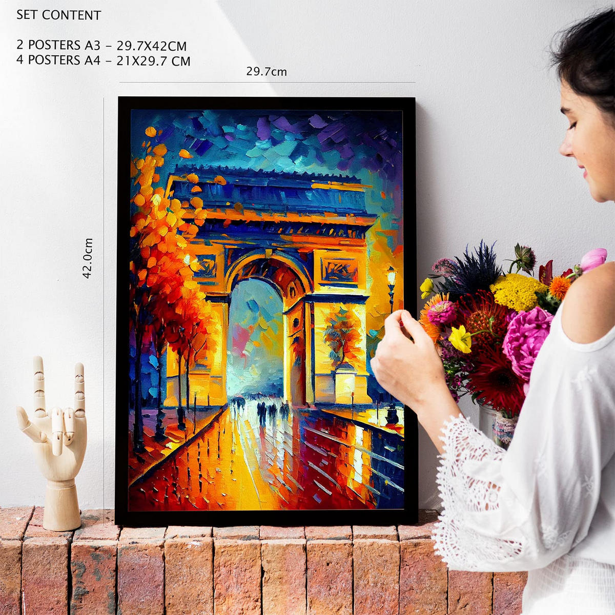 POSTER Set Mit 6 Herbst Im Ölgemälde Stil A3 & A4 Rahmen Aus Hellem Holz - Beige, Papier (29/3cm) - Nacnic