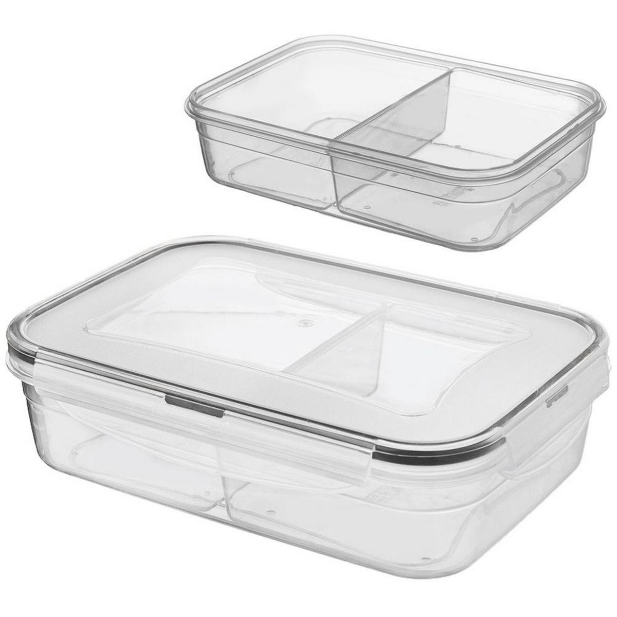 LUNCHBOX Unterteilt 2 Fächer 1 l Transparent - Transparent, Kunststoff (15/6/21cm) - Orion 