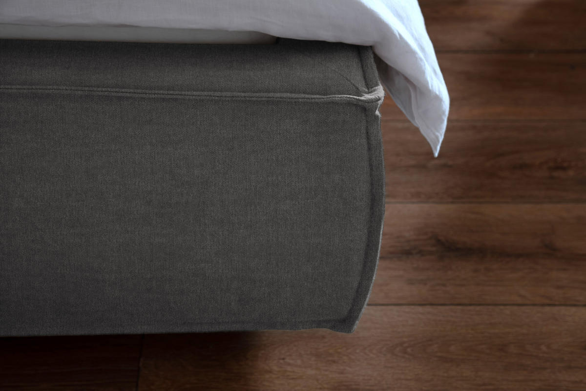 POLSTERBETT CARLO Anthrazit Massivholz - Anthrazit, Textil (140/200cm) - KAWOLA