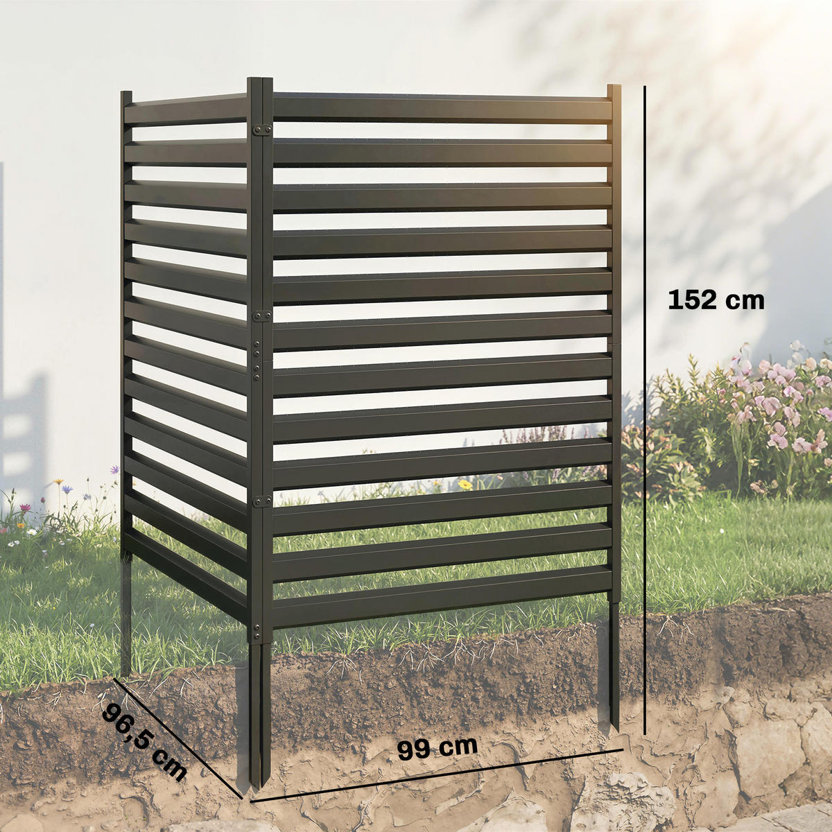 GARTENZAUN Stahl Schwarz - Schwarz, Metall (6.5/91cm) - Outsunny