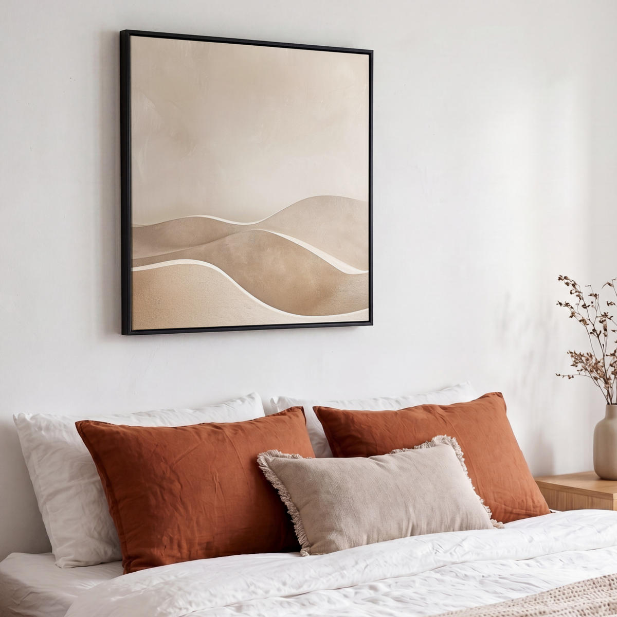 LEINWAND Bilder mit Rahmen - Beige - Natur - Abstrakt - Modern - 50x50 - Beige, Textil (50/50cm) - MuchoWow