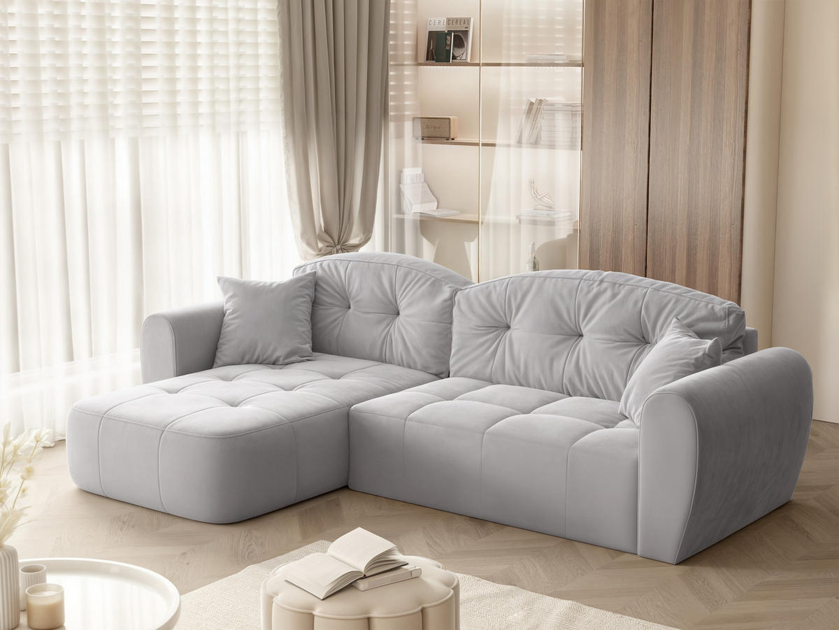 ECKSOFA RAVEN mit Schlaffunktion und Bettkasten Hellgrau - Hellgrau, Holzwerkstoff/Kunststoff (250/90cm) - Idohome