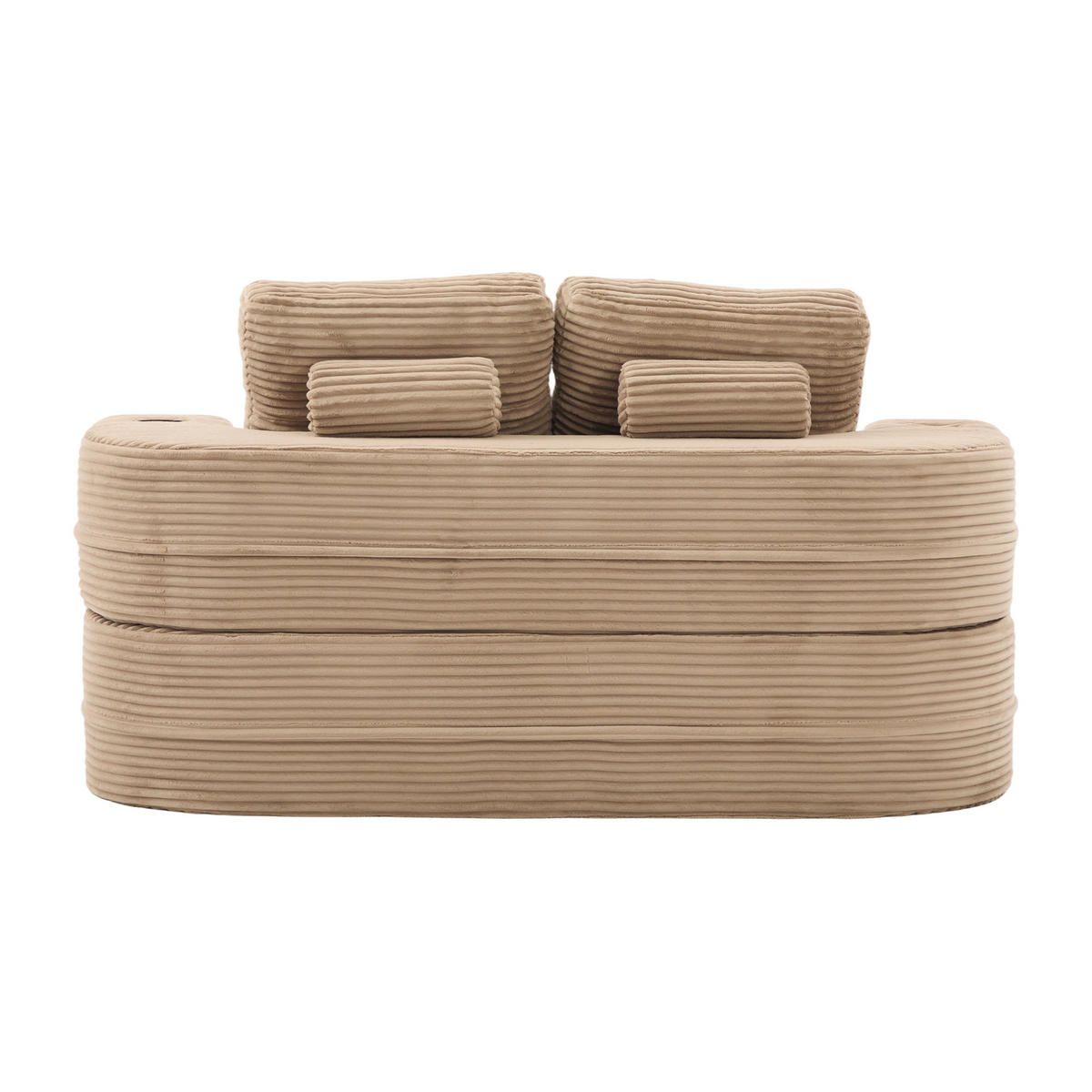 SCHLAFSOFA DE-33608 2-in-1 mit Getränkehaltern und tiefer Sitzfläche Khaki - Braun, Textil (165/61/97cm) - ComfortXL