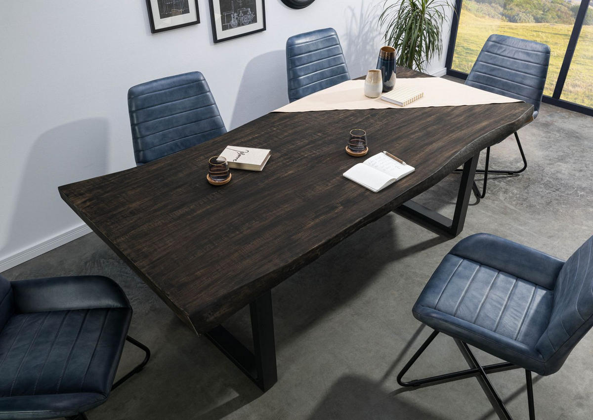 BAUMTISCH Mango 200x100x77 grau lackiert / U-Beine anthrazit matt FREEFORM 5 - Grau, Holzwerkstoff (100/200/77cm) - Massivmoebel24