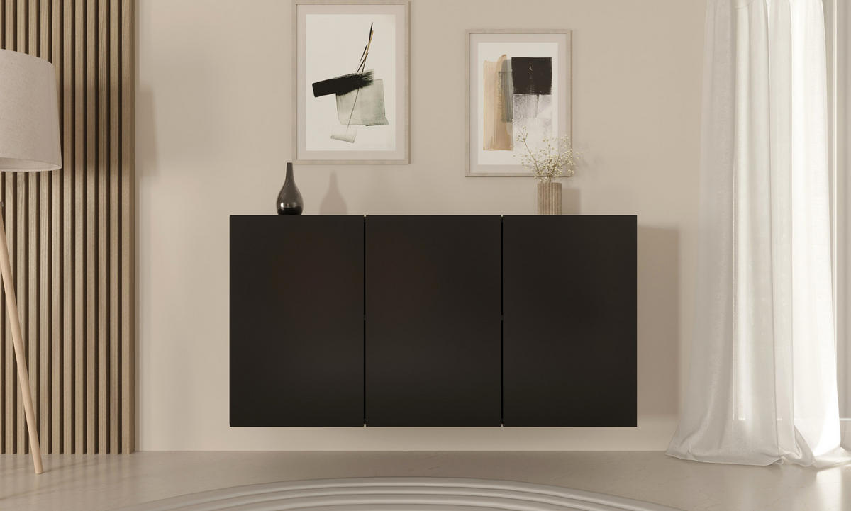 KOMMODE Dallas Schwarz 160/60/35 - Schwarz, Holzwerkstoff (160/60/35cm) - RAUMHIRSCH FURNITURE