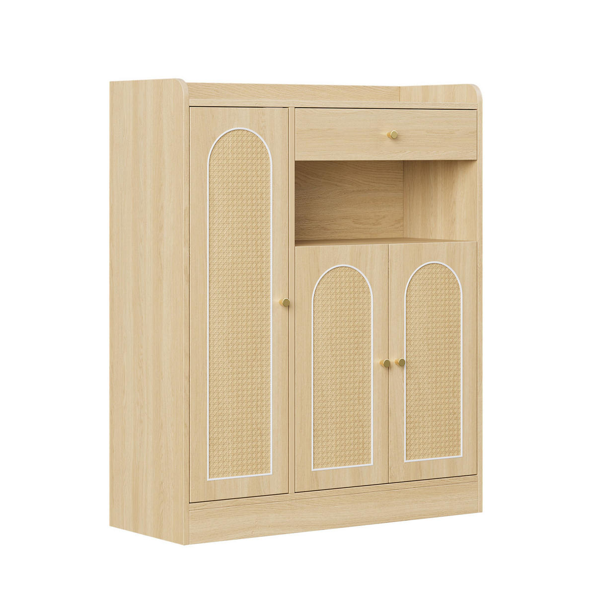 SCHUHSCHRANK mit 3 Türen und Schublade 90 x 35 x 110 cm Naturfarbe - Naturfarben, Holz (35/110/90cm) - Beauniv