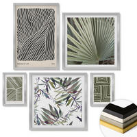 WANDBILDER 5er Set - 50x50 cm & 20x30 cm & 40x60 cm Silberner Rahmen - Formmuster in Grün - Silberfarben, Kunststoff (40/60cm) - ArtPrintCave