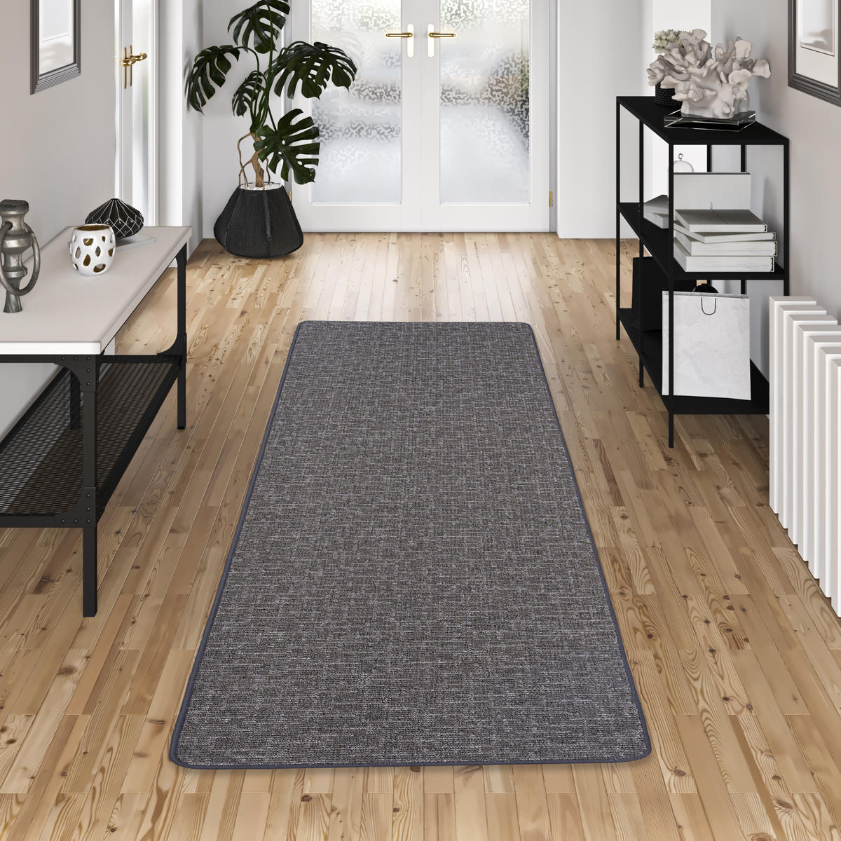 SCHLINGEN DESIGNER TEPPICH LÄUFER NIVA - Anthrazit, Textil (80/240cm) - Snapstyle