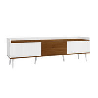 TV Lowboard 160x39x49,5 cm, 3 Türen, Weiß Natur - Weiß, Holz (160/49/39cm)