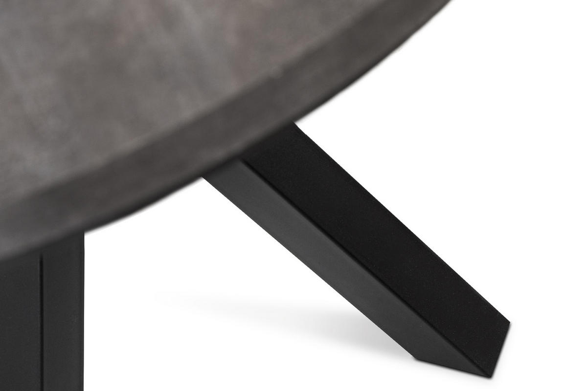 ESSTISCH ROSTEL Ausziehbar 100-140cm Rund, Beton/Schwarz - Dunkelgrau/Schwarz, Holz (100/140/75cm) - KONSIMO®