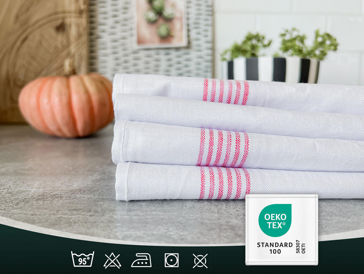 GESCHIRRTÜCHER, 4er-Set, 50x70 cm, 100% Leinen, Weiß - Weiß, Textil (50/70cm) - Zollner