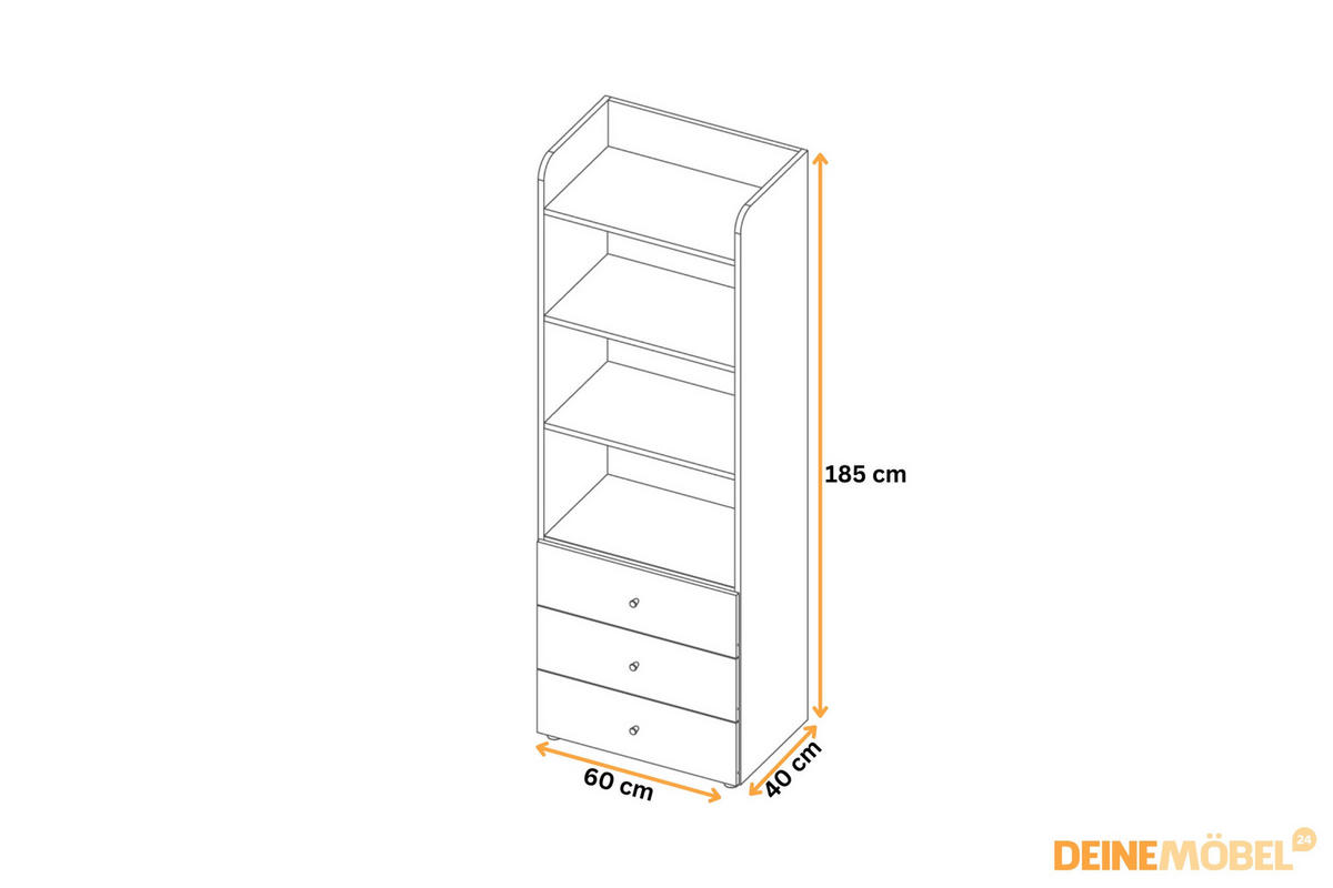 KINDERREGAL YOGI 05 60/185 cm in Graubeige / Geölte Eiche / Eukalyptus - Greige/Eichefarben, Holzwerkstoff (60/185/40cm) - Deine Möbel 24