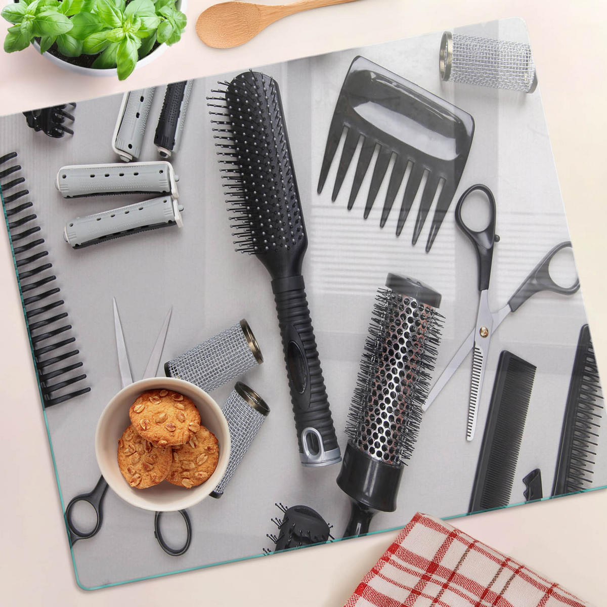 GLASPLATTE 60x52 cm Friseurwerkzeuge - Schwarz, Glas (60/0.4/52cm) - TULUP