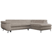 ECKSOFA PEDRO L Hellbraun Cord - Rechts Seite - Hellbraun/Schwarz, Textil/Metall (273/208cm) - MKS