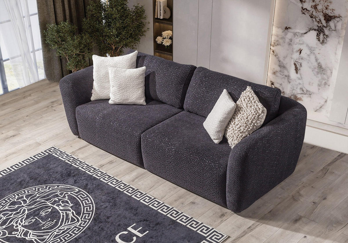 SITZGARNITUR Energy Grau-Seidengrau Stellvariante:2+1 - Braun, Holz (210/93/100cm) - Villa Möbel